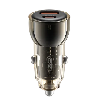 Ładowarka samochodowa XO z gniazdem USB, USB-C PD CC60 60W