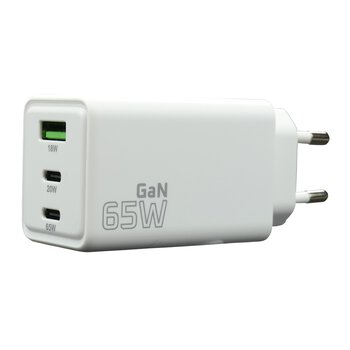 Ładowarka sieciowa everActive GaN SC-655Q z gniazdem USB oraz 2x USB-C PD PPS QC4+ 65W