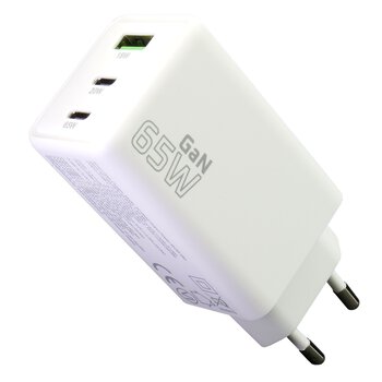 Ładowarka sieciowa everActive GaN SC-655Q z gniazdem USB oraz 2x USB-C PD PPS QC4+ 65W