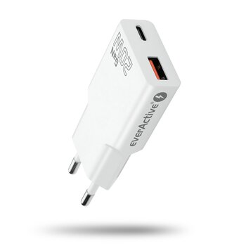Ładowarka sieciowa everActive GaN SUPER SLIM SC-340Q z gniazdem USB QC3.0 oraz USB-C PD 20W