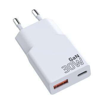 Ładowarka sieciowa everActive GaN SUPER SLIM SC-380Q z gniazdem USB QC3.0 oraz USB-C PD 30W