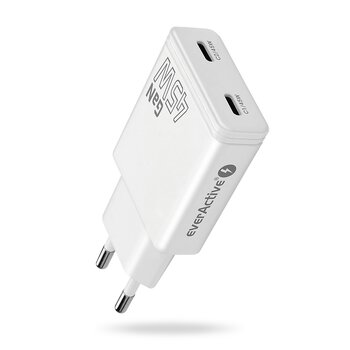 Ładowarka sieciowa everActive GaN SUPER SLIM SC-465Q z dwoma gniazdami USB-C PD 45W