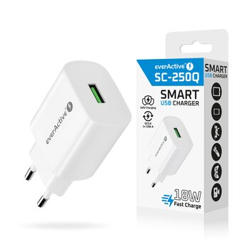 Ładowarka sieciowa everActive SC-250Q z gniazdem USB QC3.0 18W