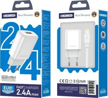 Ładowarka sieciowa JELLICO 2.4A 12W 1x USB + kabel Lightning/iPhone