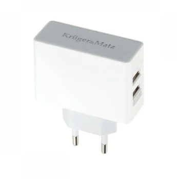 ładowarka USB sieciowa Kruger&Matz KM0017  z dwoma gniazdami USB 2.1A + 1A