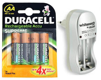 ŁADOWARKA WE + 4 x R6 AA 2450 mAh DURACELL