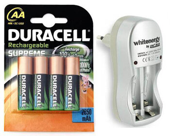 ŁADOWARKA WE + 4 x R6 AA 2650 mAh DURACELL