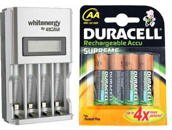 Ładowarka Whitenergy 6455 + 4 x R6/AA Duracell 2450 mAh