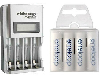 Ładowarka Whitenergy 6455 + 4 x R6/AA Eneloop 2000mAh (box)