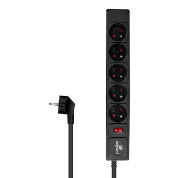 Listwa ochronna DPM z wyłącznikiem - 5 gniazd 1,5M czarna Listwa ochronna DPM z wyłącznikiem - 5 gniazd 1,5M czarna