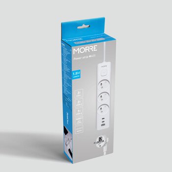 Listwa zasilająca MORRE M405 – 3 gniazda, USB-A 12W, 2x USB-C 12W, 1,5 m