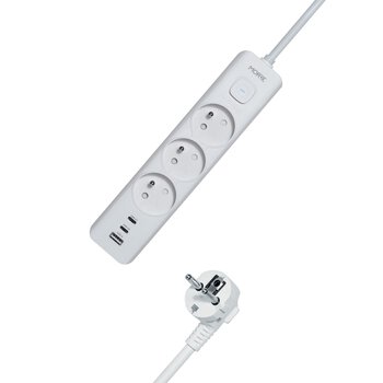 Listwa zasilająca MORRE M405 – 3 gniazda, USB-A 12W, 2x USB-C 12W, 1,5 m
