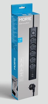 Listwa zasilająca MORRE M408 - 5 gniazd, 2xUSB-C 15W, 2xUSB-A 12W 1,5m