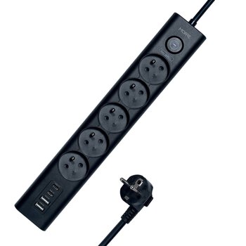Listwa zasilająca MORRE M408 - 5 gniazd, 2xUSB-C 15W, 2xUSB-A 12W 1,5m