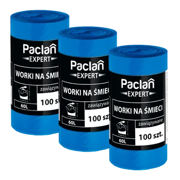 Mocne, trwałe worki na śmieci PACLAN 60L - 300 szt.