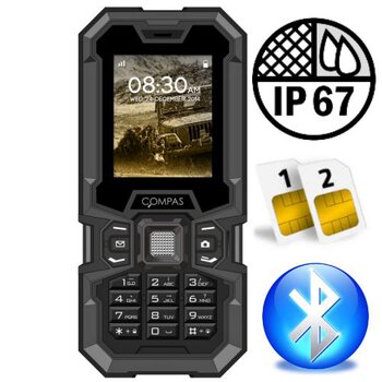 Pancerny wodo i wstrząsoodporny telefon Dual SIM Compas OffRoad