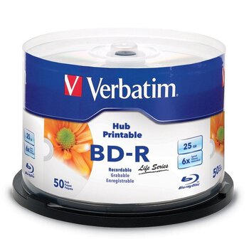 Płyty Blu-Ray BD-R 25GB 6x VERBATIM PRINTABLE 98191 cake 50