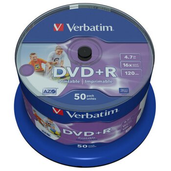 Płyty DVD+R 4,7GB 16X Verbatim PRINTABLE No ID Brand 43512 cake 50