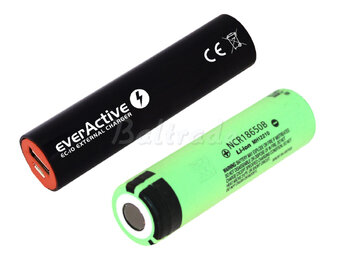 Power Bank: Panasonic li-ion 18650 3400 mAh + ładowarka everActive EC-10