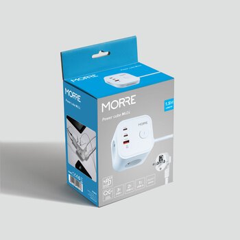 Przedłużacz siec CUBE 3G 2xUSB-C biała MORRE M404
