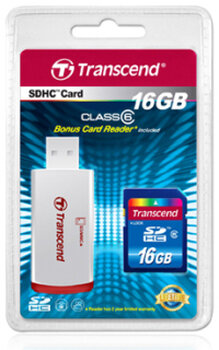 Transcend SDHC 16GB Class6 + czytnik USB