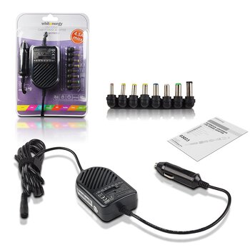 Uniwersalny zasilacz samochodowy 12V do laptopów 70W Whitenergy 03023