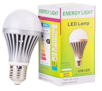 Żarówka 12W ENERGY LIGHT E27 BAŃKA ciepła z aluminiowym radiatorem