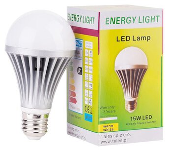 Żarówka 15W ENERGY LIGHT E27 BAŃKA ciepła z aluminiowym radiatorem