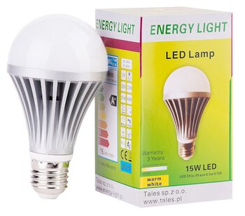 Żarówka 15W ENERGY LIGHT E27 BAŃKA ciepła z aluminiowym radiatorem