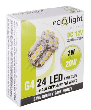Żarówka 24 SMD3528 G4 ciepła 2W 12V