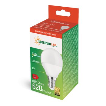 Żarówka LED 8W E14 KULKA CIEPŁA SPECTRUM WOJ14215