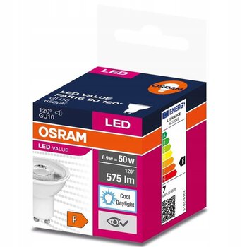 Żarówka LED OSRAM GU10 6.9W LED VALUE Zimna 6500k (kąt świecenia 120 stopni)