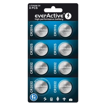 zestaw 8 sztuk baterii litowych everActive 4 x CR2032, 2 x CR2025, 2 x CR2016