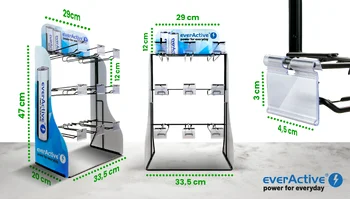 Zestaw akumulatorów everActive Professional line 288szt R6, 144szt R03 + Ekspozytor / stojak everActive 9 haków 