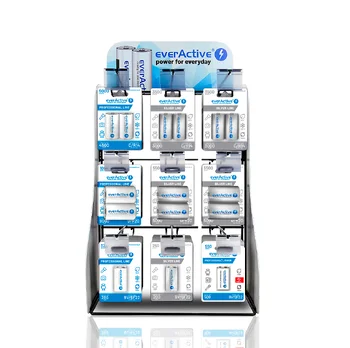 Zestaw akumulatorów everActive 48szt R14, 48szt R20, 36szt 6F22 + Ekspozytor / stojak everActive 9 haków