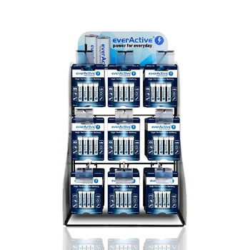 Zestaw baterii everActive Pro Alkaline 480szt LR6, 240szt LR03 + Ekspozytor / stojak everActive 9 haków 