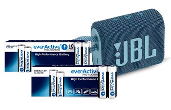 Zestaw baterii everActive Pro Alkaline 500szt LR6, 400szt LR03 + Głośnik JBL GO 3