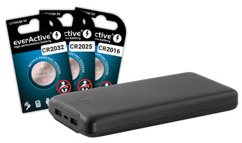Zestaw baterii litowych everActive + power bank everActive EB-20k 20000mAh