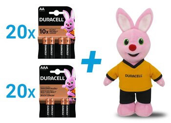 Zestaw Duracell - LR6/AA 4BL 20 blistrów / LR03/AAA 4BL 20 blistrów + maskotka królik