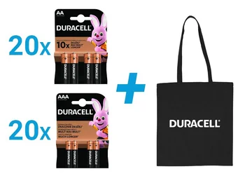 Zestaw Duracell - LR6/AA 4BL 20 blistrów / LR03/AAA 4BL 20 blistrów + torba