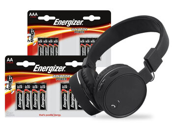 Zestaw Energizer Alkaline Power - 192szt LR6 / AA, 192szt LR03 / AAA + Słuchawki bluetooth VK-450