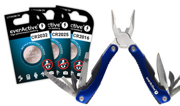 Zestaw baterii litowych everActive + Narzędzie wielofunkcyjne (multitool) 9w1