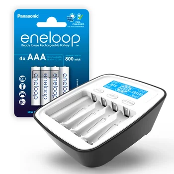 ZESTAW Ładowarka akumulatorków Ni-MH everActive NC-1000M + 4x Akumulatorki R03 / AAA Panasonic Eneloop 800mAh 