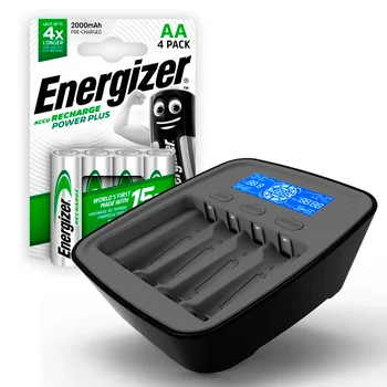 ZESTAW Ładowarka akumulatorków Ni-MH everActive NC-1000M v2 + 4x Akumulatorki R6 ENERGIZER POWER PLUS 2000 HR6
