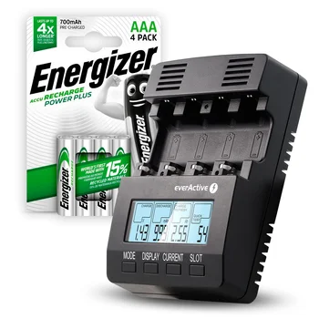 ZESTAW Ładowarka akumulatorków Ni-MH everActive NC-3000 + R03 AKU 4BL ENERGIZER POWER PLUS 700 HR03 