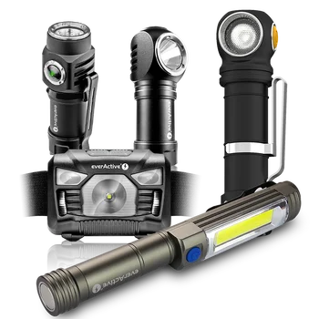 Zestaw latarek everActive FL-50R, FL-55R, WL-400, HL-160 + Armytek Wizard C2 Pro Max