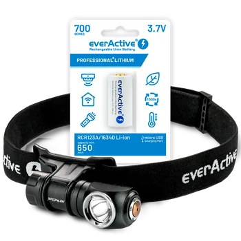 ZESTAW Latarka diodowa LED everActive FL-55R Dripple + Akumulator everActive 16340 3,7V Li-ion 700mAh micro USB