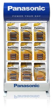 Zestaw Panasonic Alkaline Power  - 60bl LR6/AA, 60bl LR03/AAA, 12bl LR14/C, 12bl LR20/D, 24bl 6LR61/9V + Stojak 9 haków