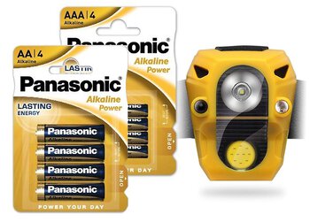 Zestaw Panasonic Alkaline Power - 240 szt LR6 / AA, 240 szt LR03 / AAA + latarka HL-250 Cobra