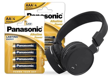 Zestaw Panasonic Alkaline Power - 240 szt LR6 / AA, 240 szt LR03 / AAA  +  Słuchawki bluetooth VK-450